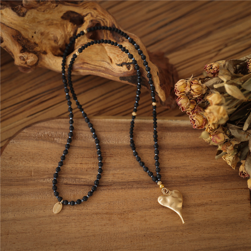 Halskette mit echtem Lavastein Andreani – Handgemachter Schmuck