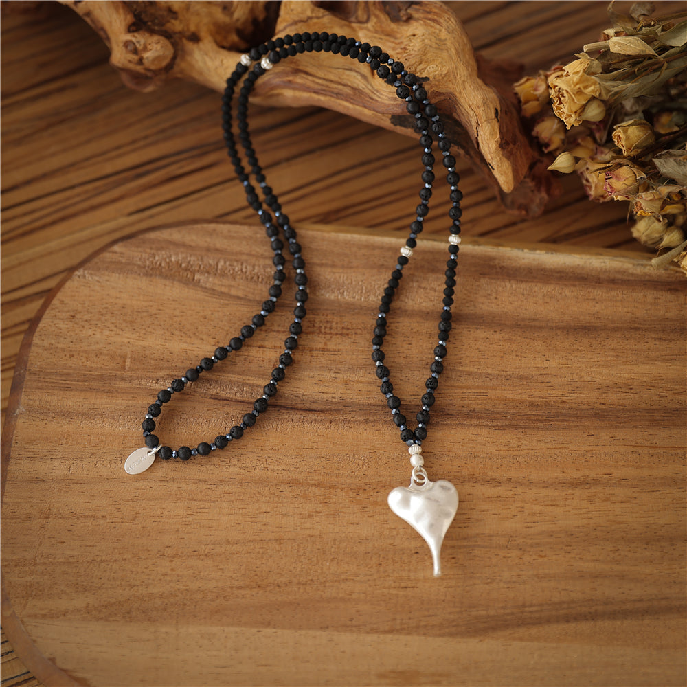Halskette mit echtem Lavastein Andreani – Handgemachter Schmuck