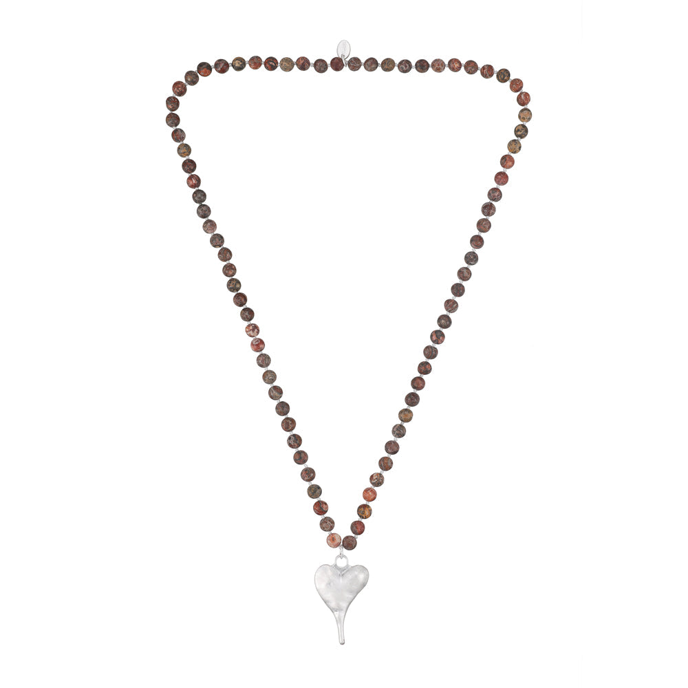 Halskette mit echtem Leopardenjaspis Andreani – Handgemachter Schmuck