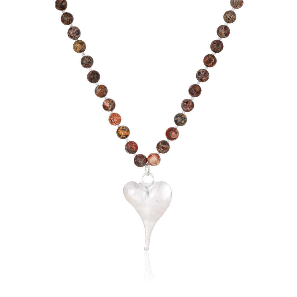Halskette mit echtem Leopardenjaspis Andreani – Handgemachter Schmuck