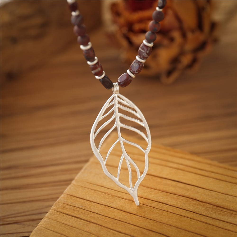 Halskette mit echtem braunem Jaspis Andreani – Handgemachter Schmuck