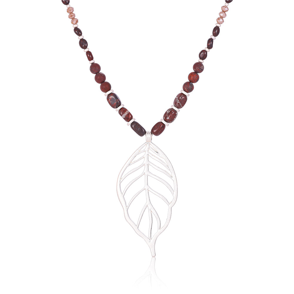 Halskette mit echtem braunem Jaspis Andreani – Handgemachter Schmuck