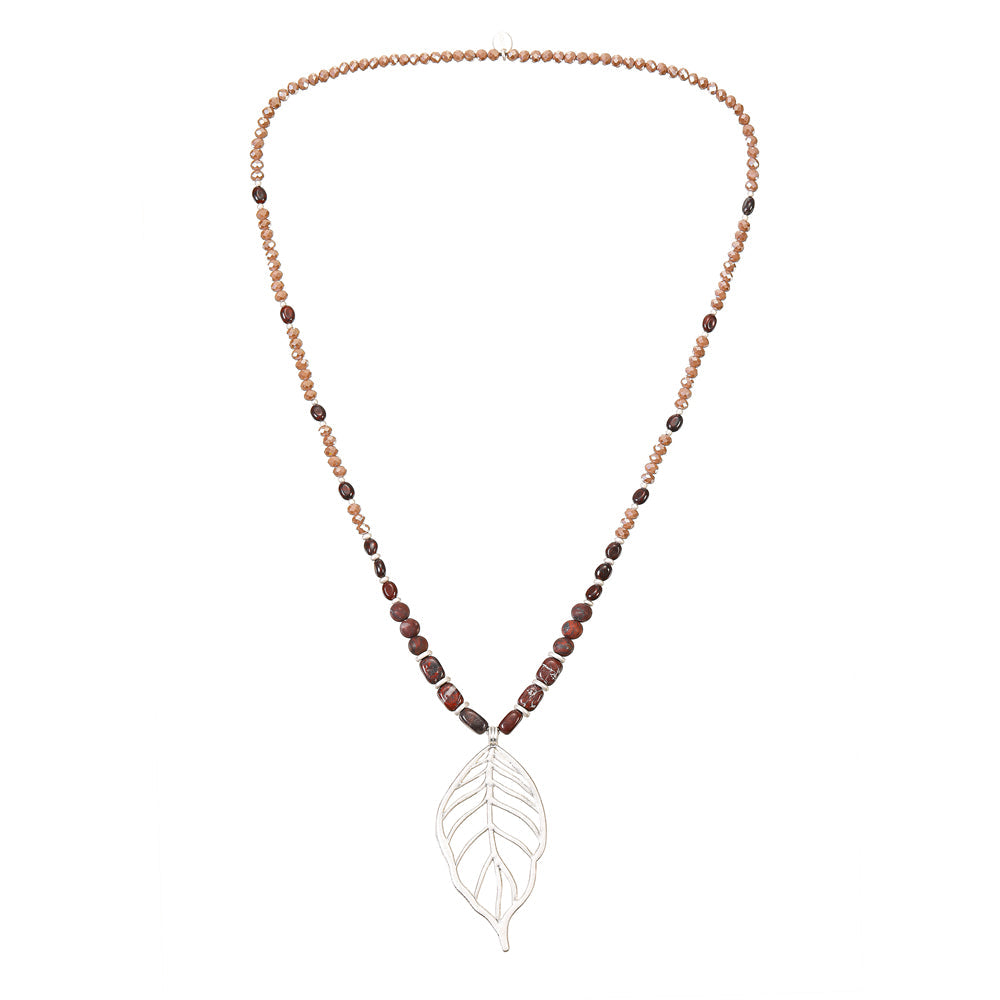 Halskette mit echtem braunem Jaspis Andreani – Handgemachter Schmuck