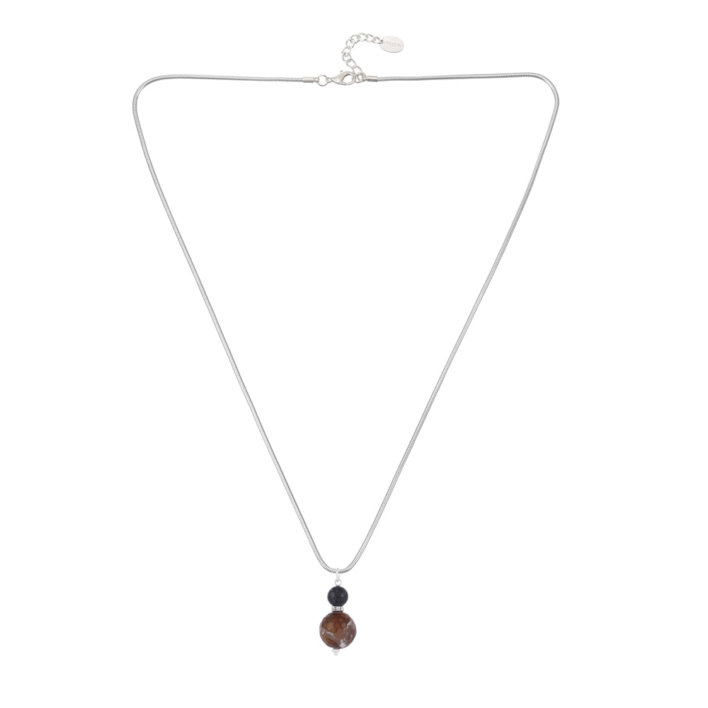 Halskette mit echtem grauem Achat Andreani – Handgemachter Schmuck