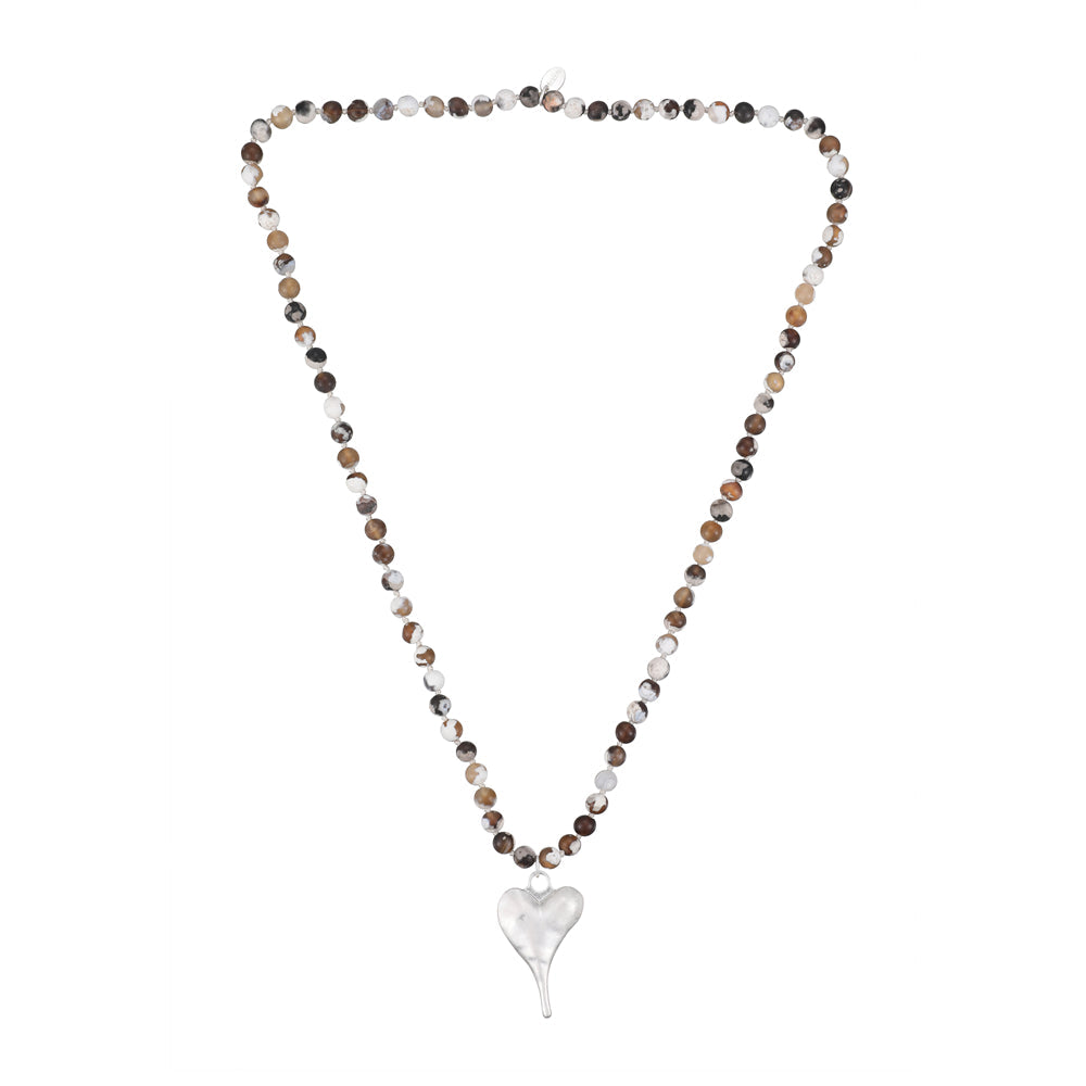 Halskette mit echtem grauem Achat Andreani – Handgemachter Schmuck