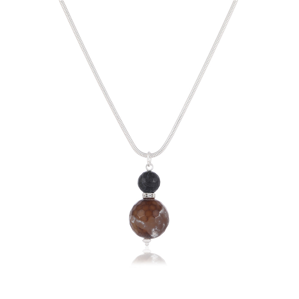 Halskette mit echtem grauem Achat Andreani – Handgemachter Schmuck