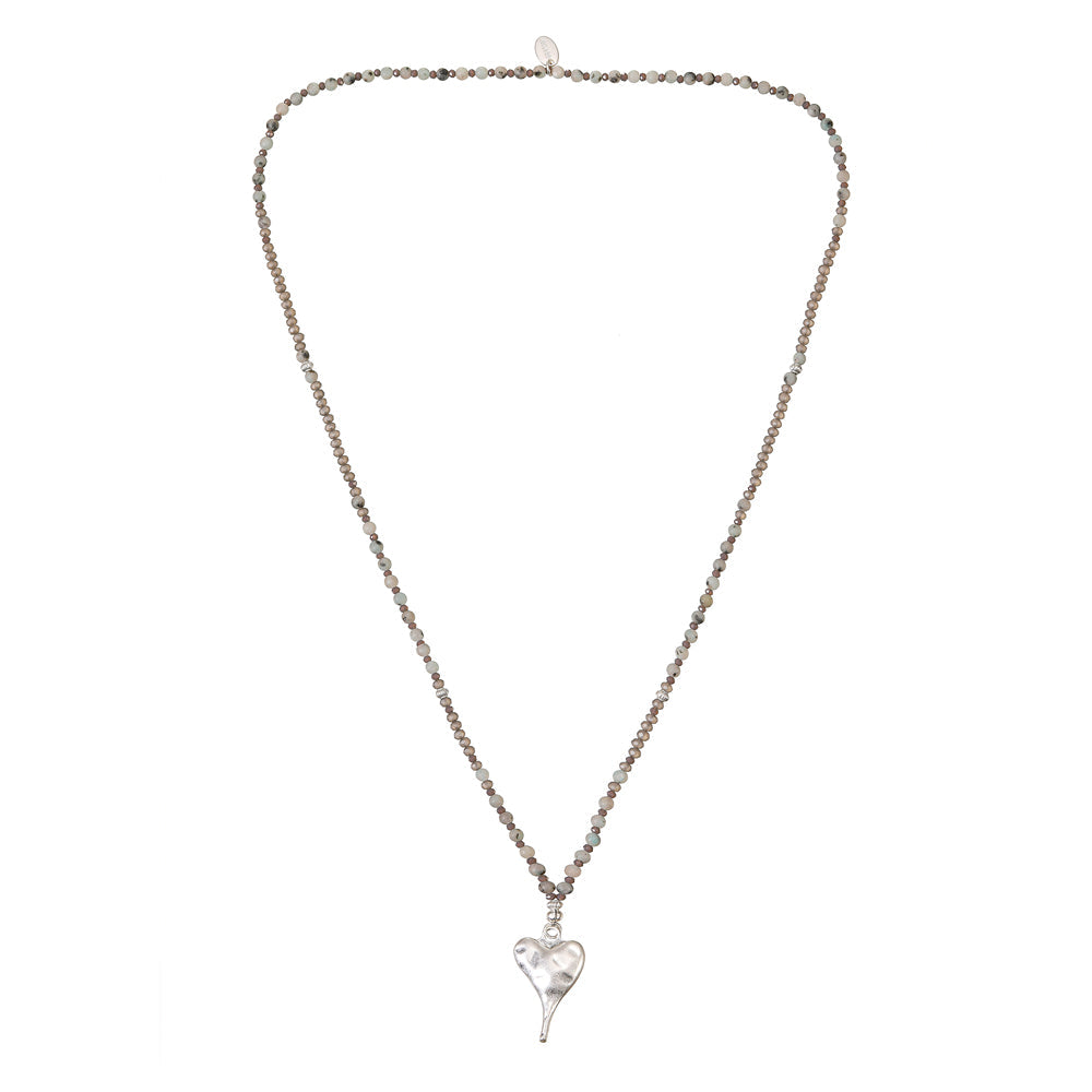 Halskette mit echtem grauem Kiwi Jaspis Andreani – Handgemachter Schmuck