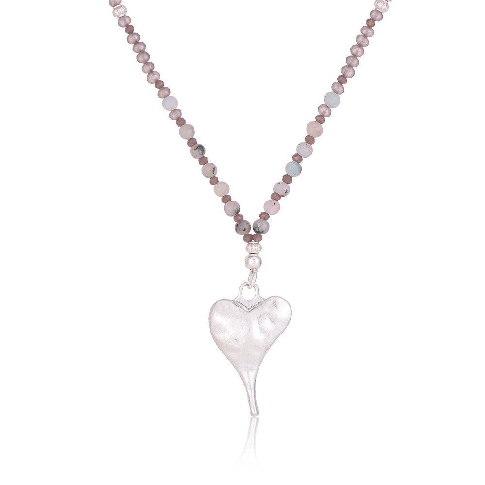 Halskette mit echtem grauem Kiwi Jaspis Andreani – Handgemachter Schmuck
