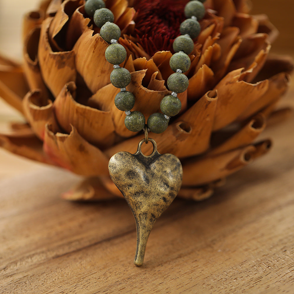 Halskette mit echter afrikanischer grüner Jade Andreani – Handgemachter Schmuck