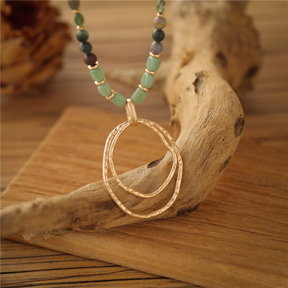 Halskette mit echter grüner Jade Andreani – Handgemachter Schmuck