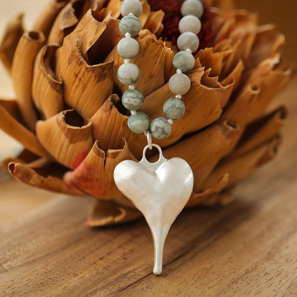 Halskette mit echter natürlicher Jade Andreani – Handgemachter Schmuck