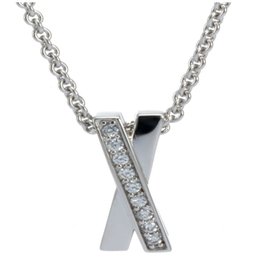 Kette mit X Anhänger Silber 925 und Zirkonia Andreani – Handgemachter Schmuck