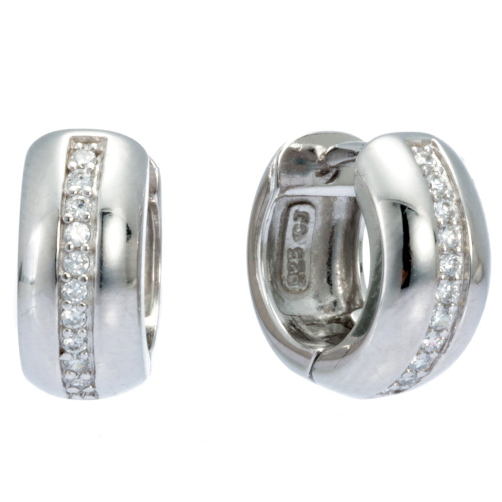 Klappcreolen Zirkonia weiss Silber 925 Andreani – Handgemachter Schmuck