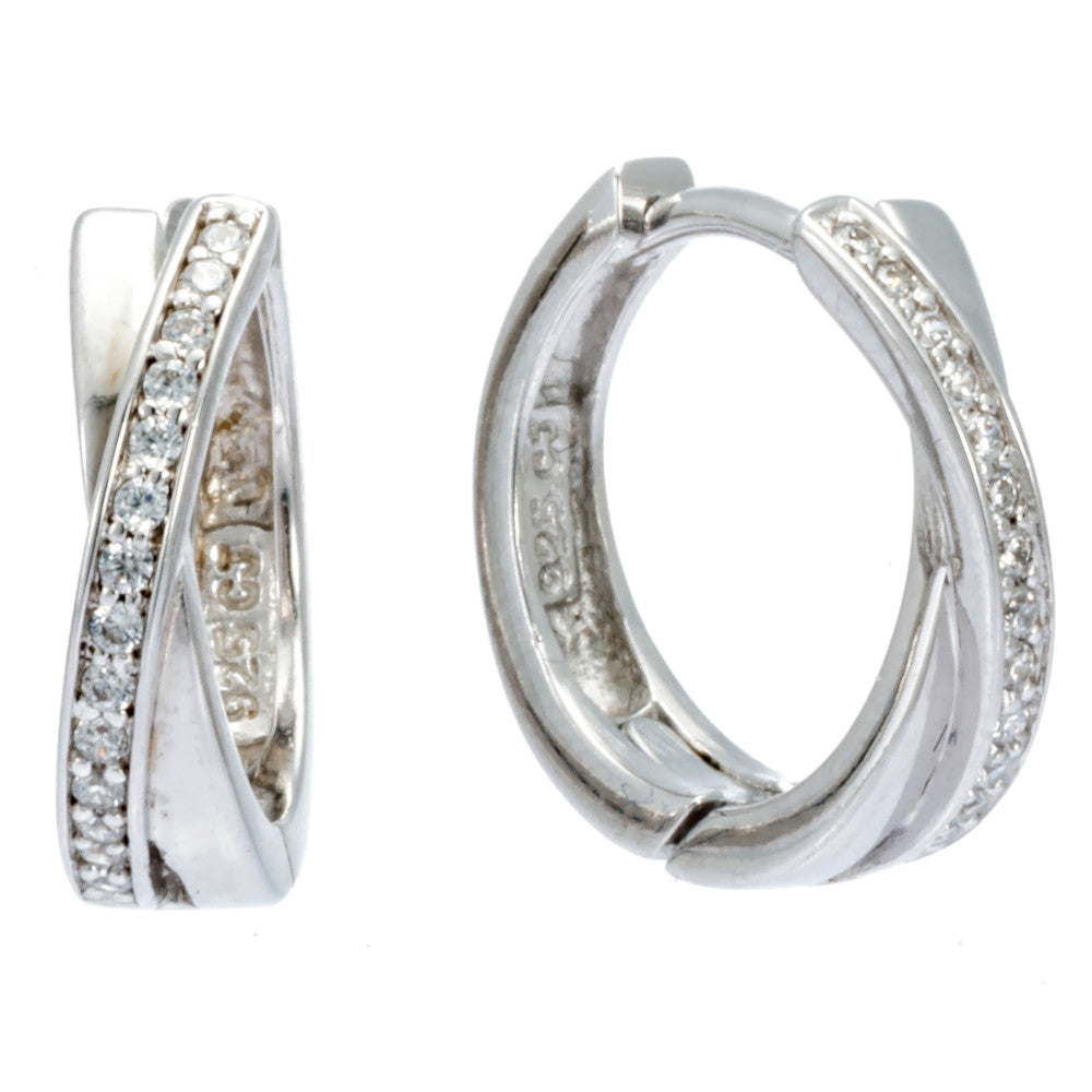 Klappcreolen Zirkonia weiss Silber 925 Andreani – Handgemachter Schmuck