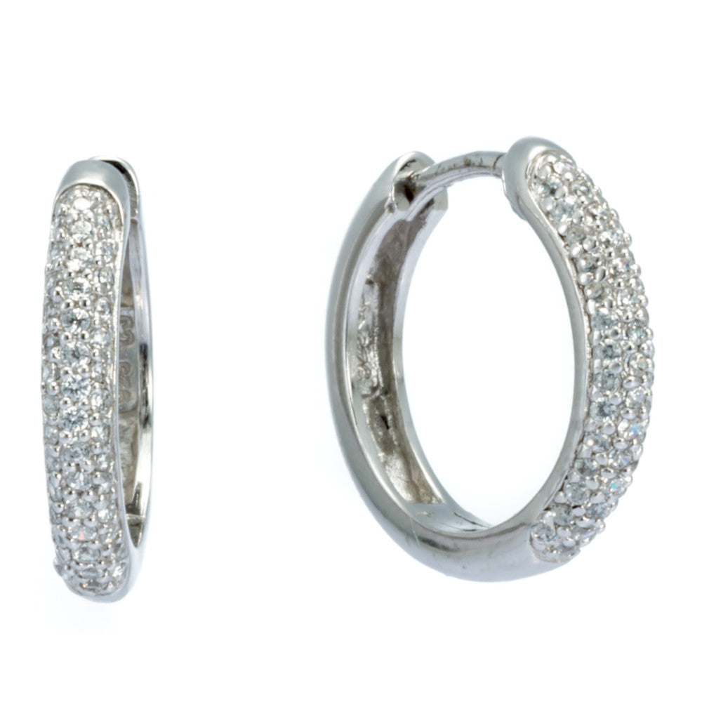 Klappcreolen Zirkonia weiss Silber 925 Andreani – Handgemachter Schmuck