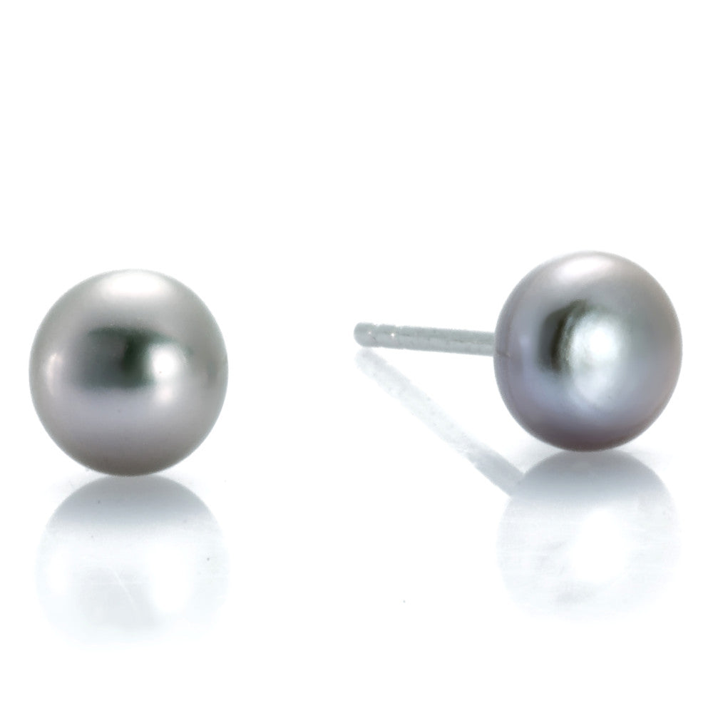 Ohrstecker Silber 925 mit echter Süsswasserperle 4-4.5mm hellgrau Silber 925 Andreani – Handgemachter Schmuck