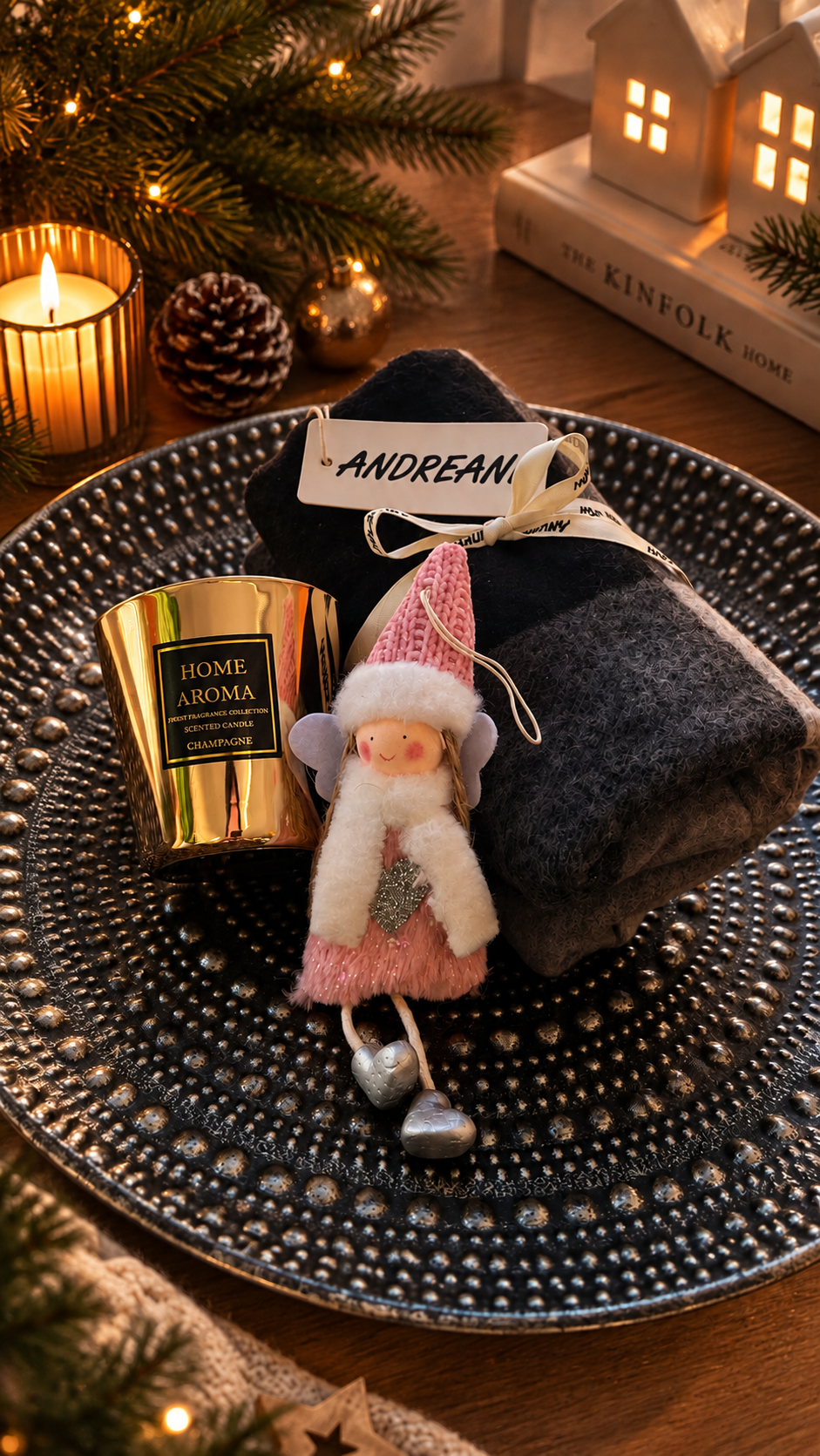 Schal Geschenkset „Engeli“ – Dunkelgrau