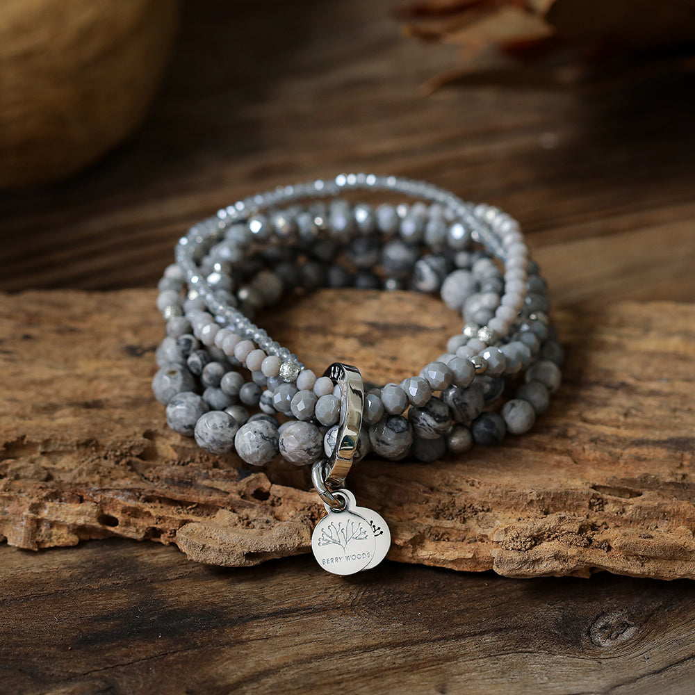 Armband mit echten grauen Picasso Steinen