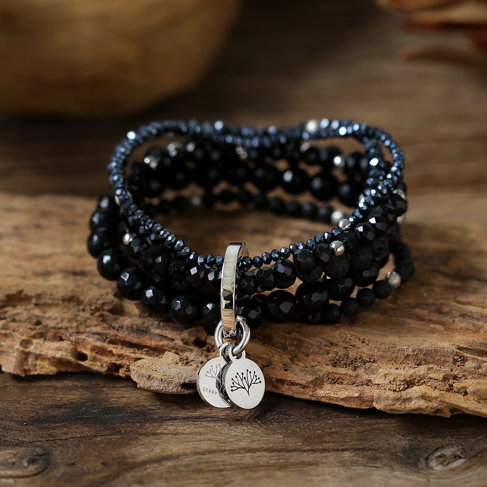 Armband mit echten schwarzen Lava Steinen
