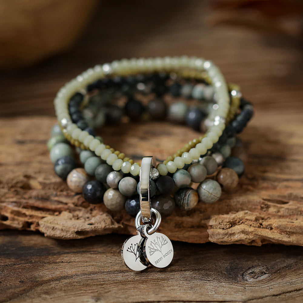 Armband mit echten grünen Jaspis Steinen