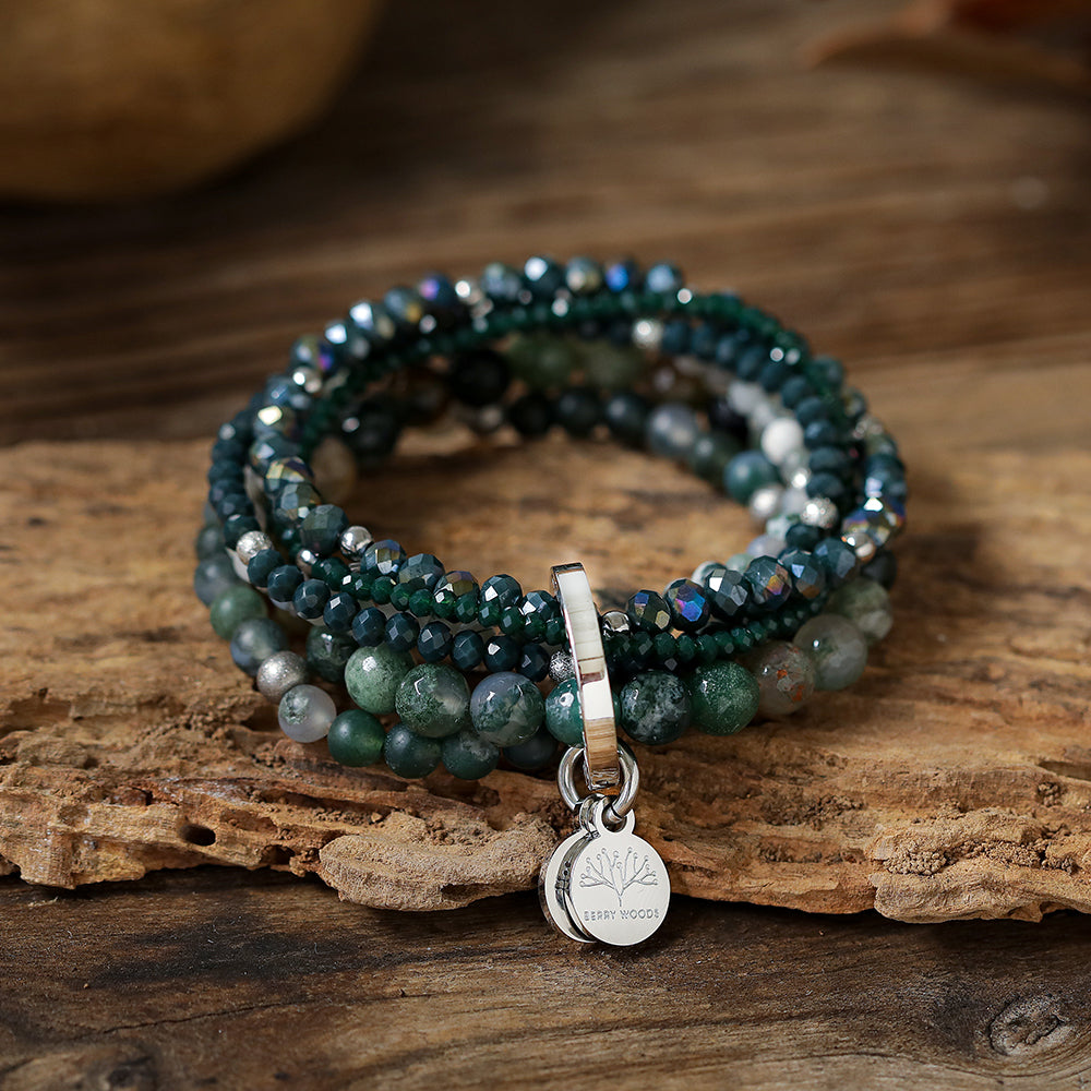 Armband mit  echten grünen Achtat Steinen