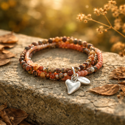 Armband aus echtem Leoparden Jaspis mit Herzanhänger