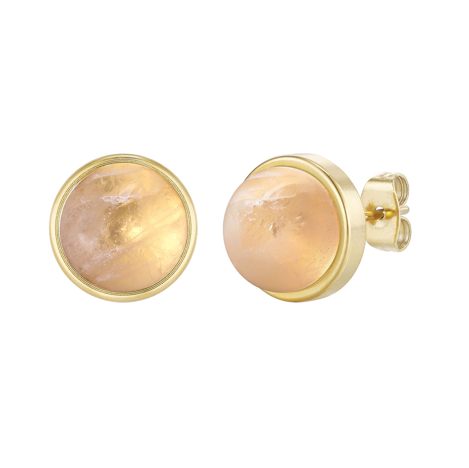 Coco Rosenquarz Stecker Edelstahl goldfarbig