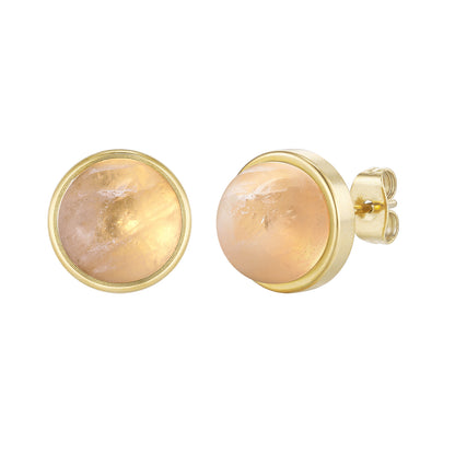 Coco Rosenquarz Stecker Edelstahl goldfarbig