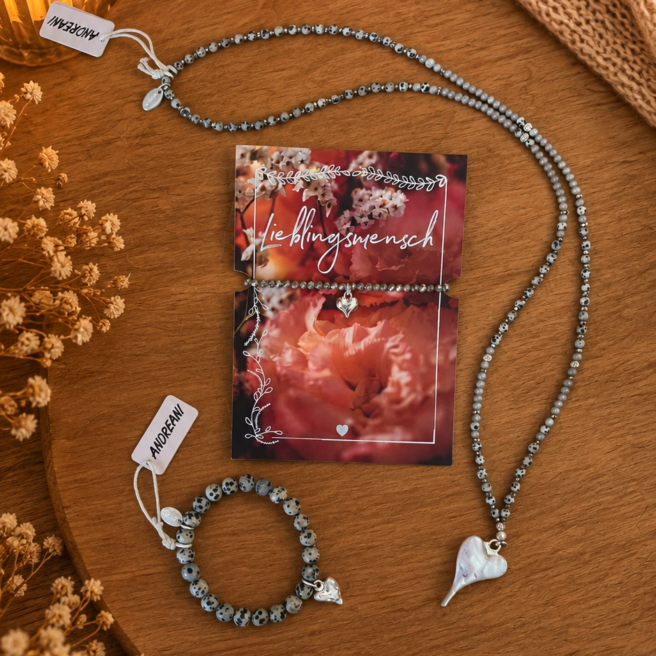 Geschenkset mit echtem Dalmatiner-Jaspis
