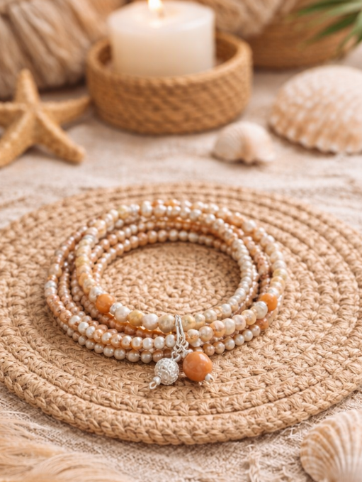 Armband mit Kugelanhänger aus rotem Achat und Glas