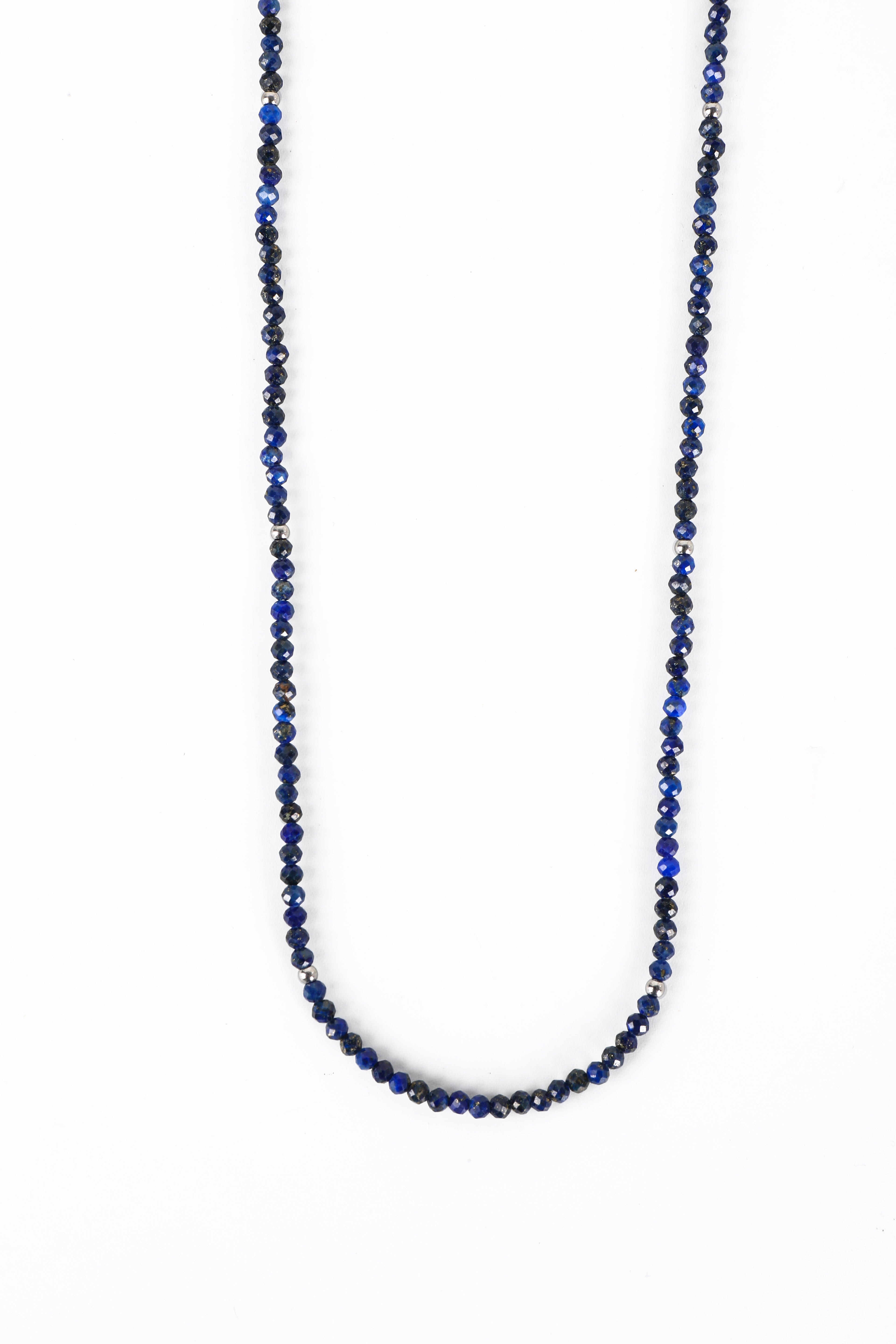 Hieno Lapislazuli Halskette silberfarbig