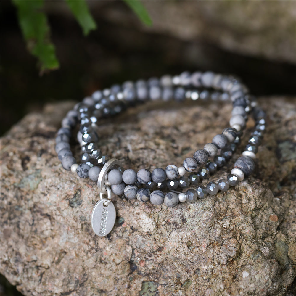 Armband aus echtem Picasso Jaspis Andreani – Handgemachter Schmuck