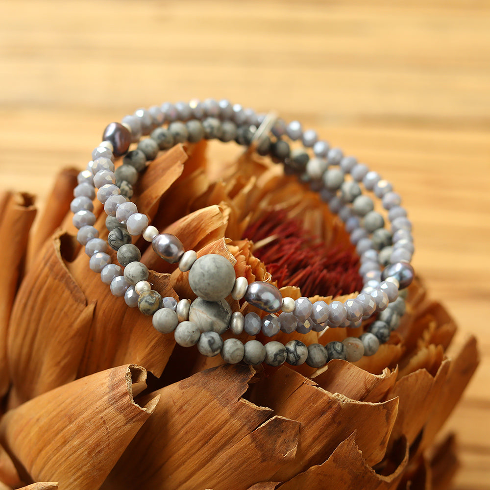 Armband aus echten Süsswasserperlen mit Glas Andreani – Handgemachter Schmuck