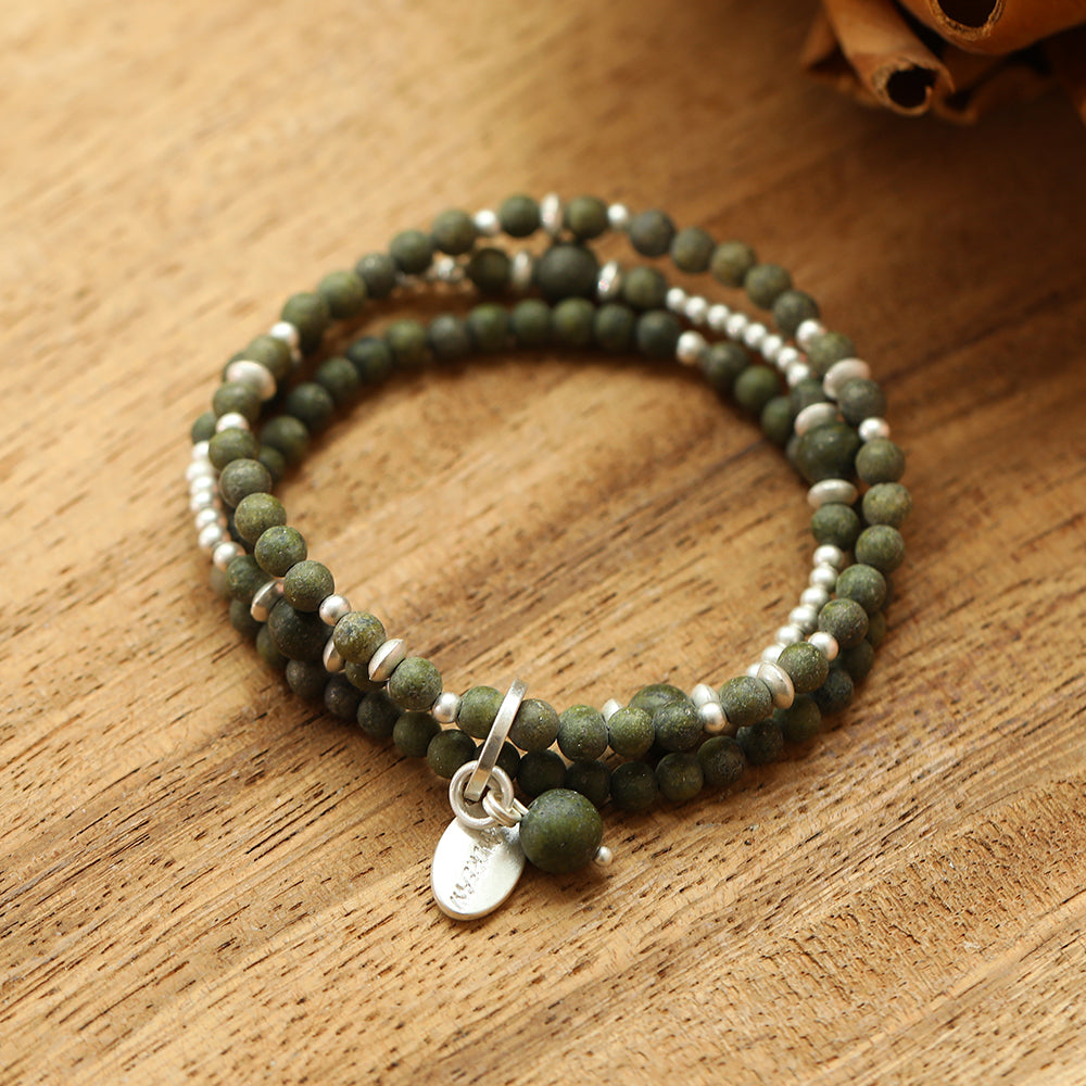 Armband aus echter afrikanischer grüner Jade Andreani – Handgemachter Schmuck