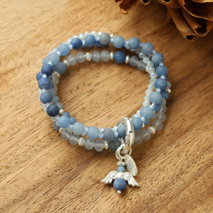 Armband mit echtem Aventurin mit Engelanhänger Andreani – Handgemachter Schmuck