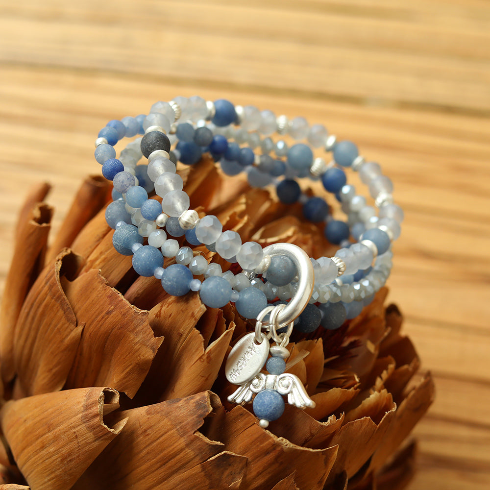 Armband mit echtem Aventurin mit Engelanhänger Andreani – Handgemachter Schmuck