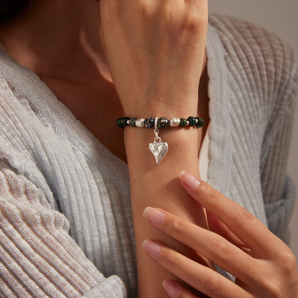 Armband mit echtem grünem spot Achat Andreani – Handgemachter Schmuck