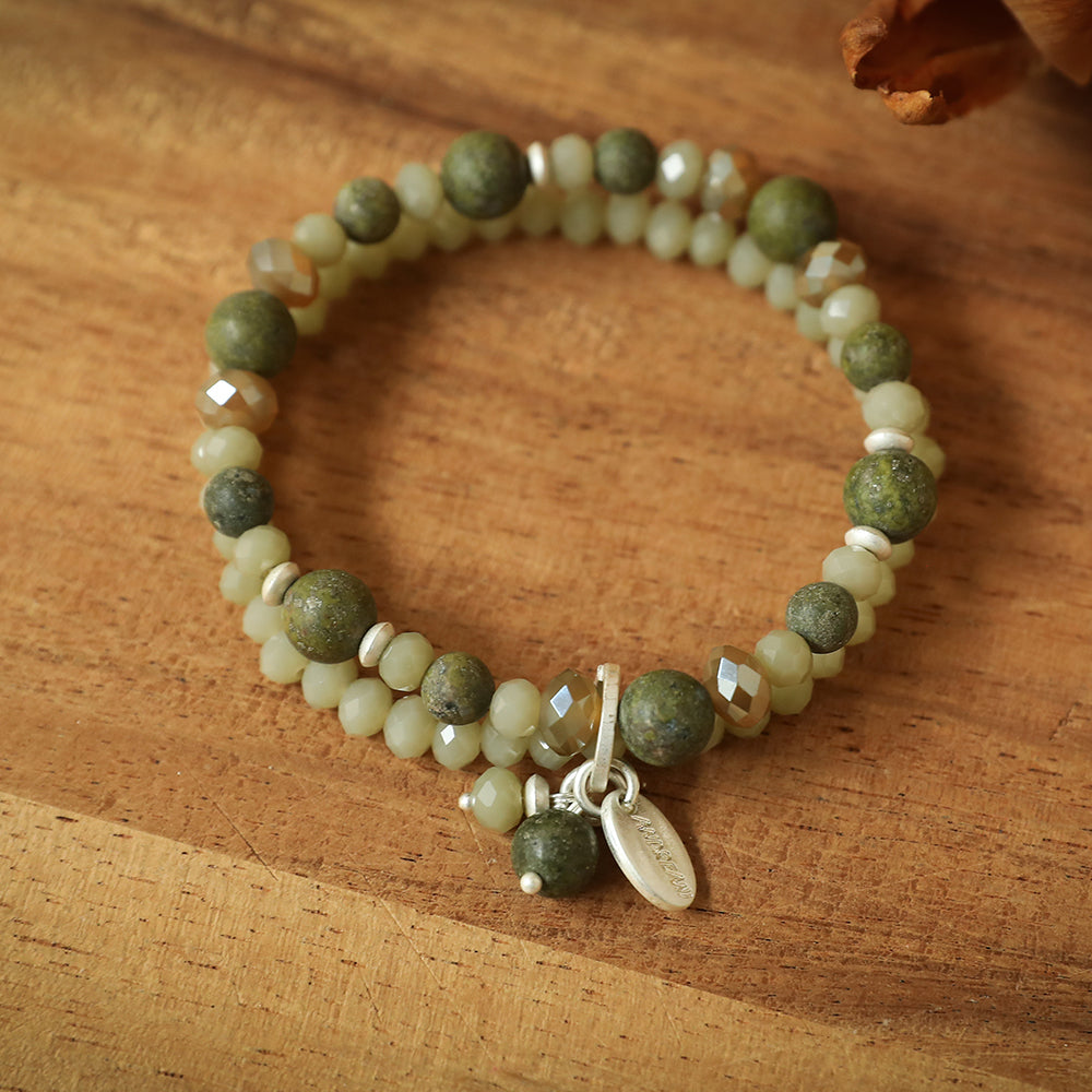 Armband mit echter afrikanischer grüner Jade Andreani – Handgemachter Schmuck