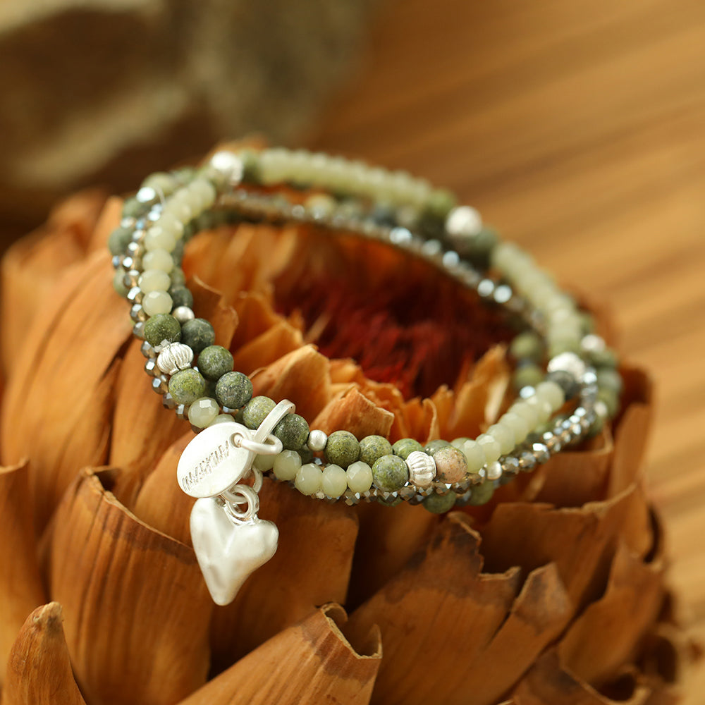 Armband mit echter afrikanischer grüner Jade Andreani – Handgemachter Schmuck