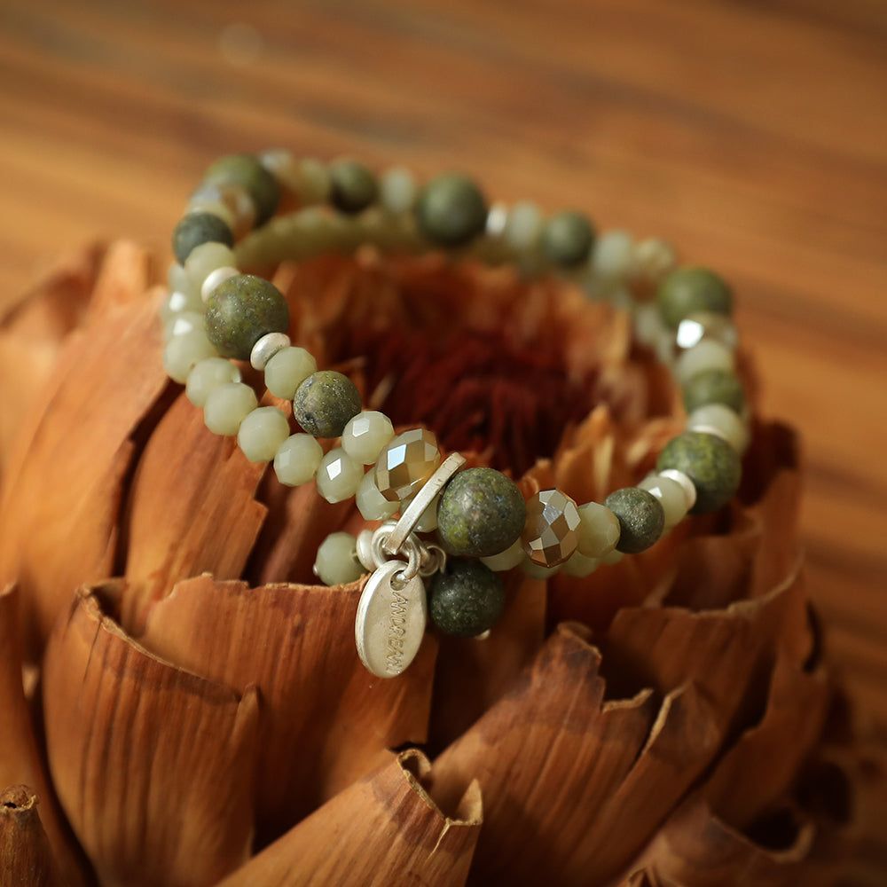 Armband mit echter afrikanischer grüner Jade Andreani – Handgemachter Schmuck