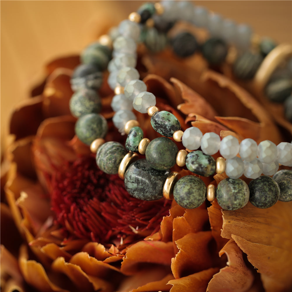 Armband mit echter afrikanischer grüner Jade Andreani – Handgemachter Schmuck