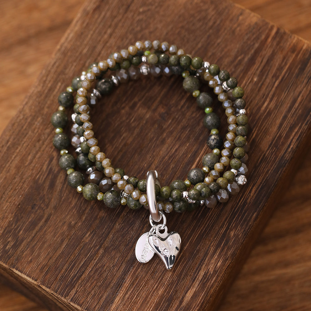 Armband aus echtem Afrikanischer grüner jade mit Herzanhänger