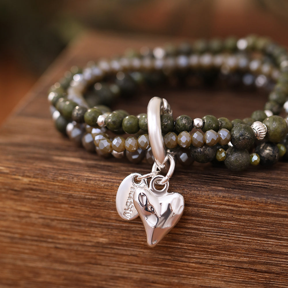 Armband aus echtem Afrikanischer grüner jade mit Herzanhänger