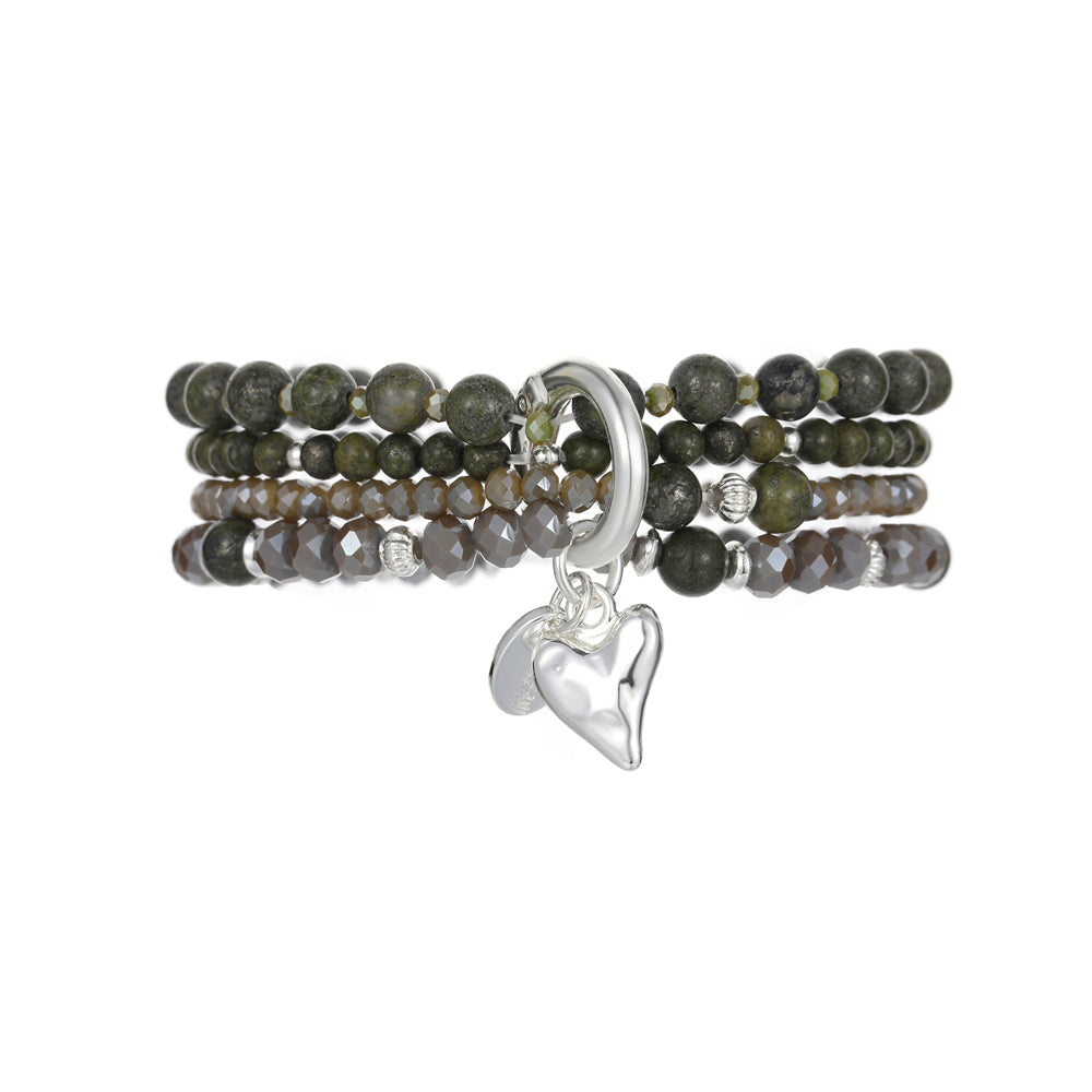 Armband aus echtem Afrikanischer grüner jade mit Herzanhänger
