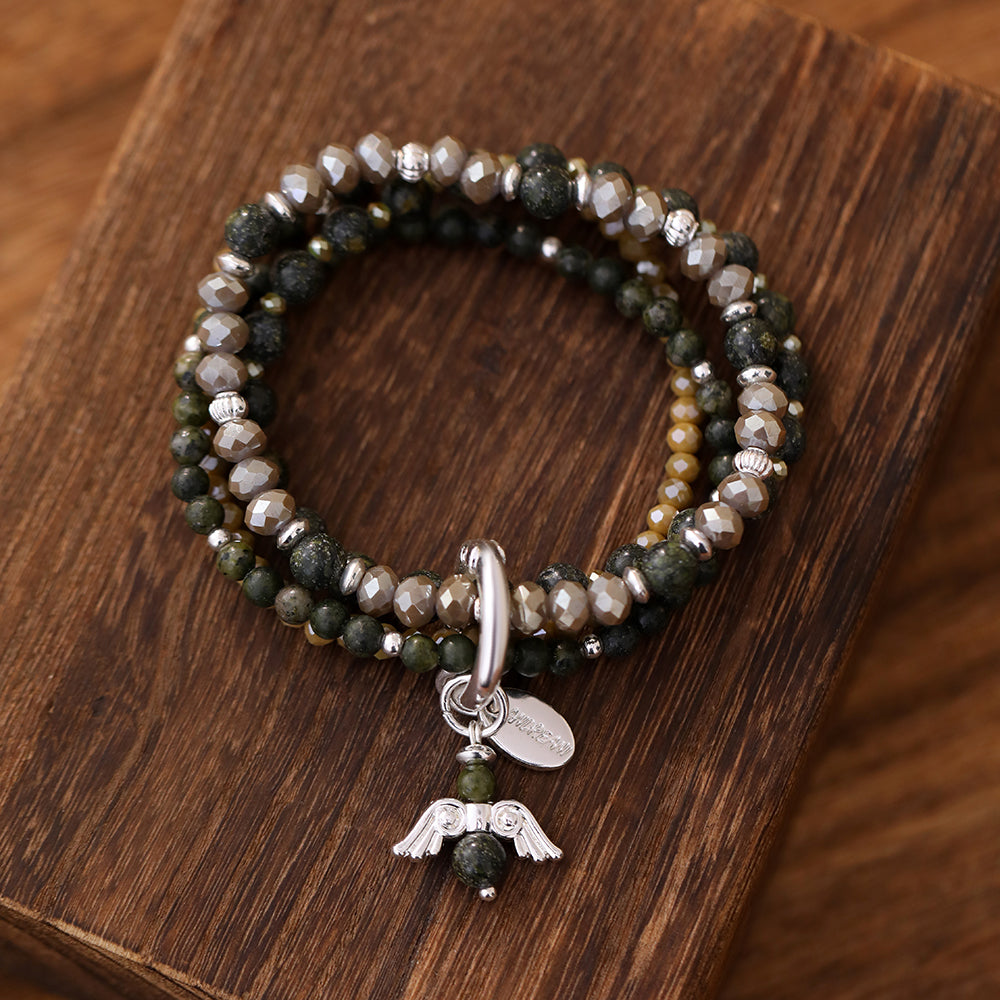 Armband aus echtem Afrikanischer grüner jade mit Herzanhänger