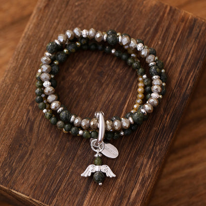 Armband aus echtem Afrikanischer grüner jade mit Herzanhänger