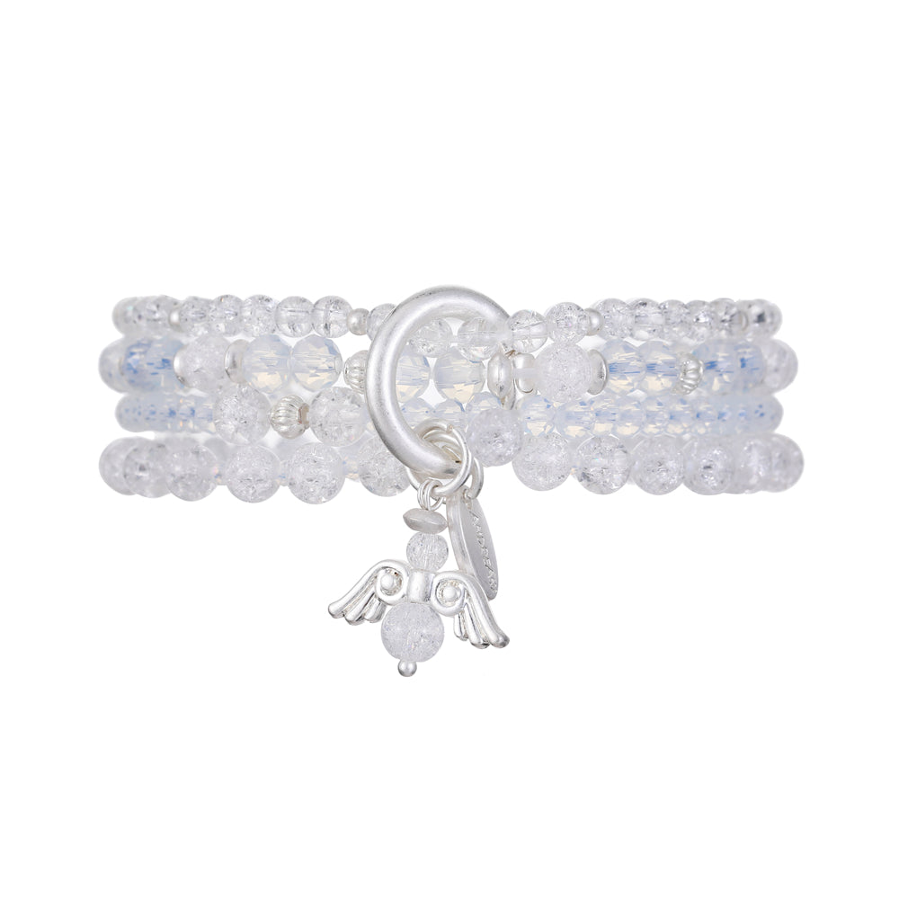 Armband aus echtem Bergkristall mit Engelanhänger