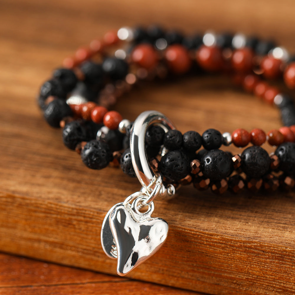 Geschenkset mit echtem Lavastein – Schal, Halskette &amp; Armband