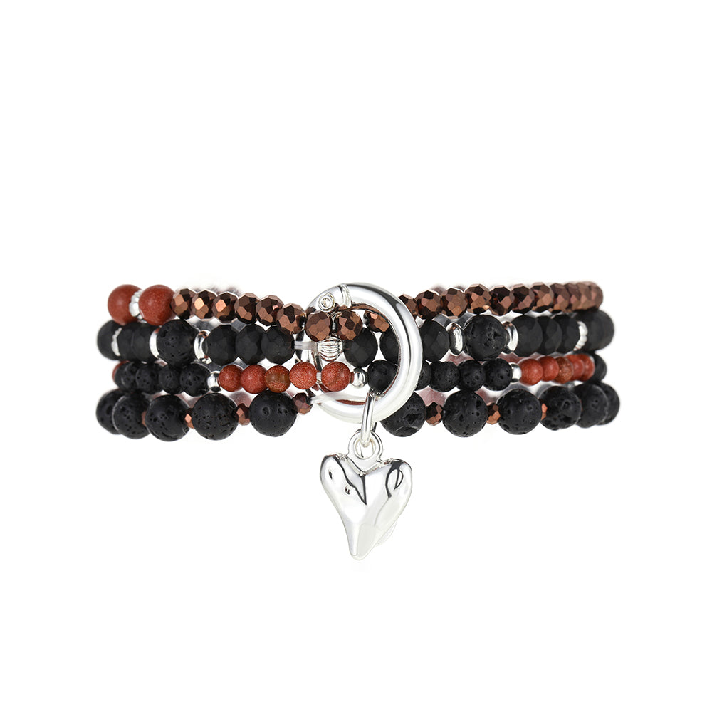 Geschenkset mit echtem Lavastein – Schal, Halskette &amp; Armband