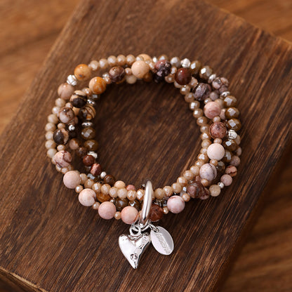 Armband aus echtem Mookait mit Herzanhänger